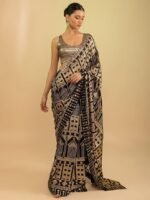 Women's Black Sequins Work Heavy Georgette Saree with Blouse (1024-Black-Sequins-Designer-Saree-Latest, Black) - Image 3