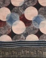 Handblock Bagru Print Handwoven Saree with Contrast Border - Image 4